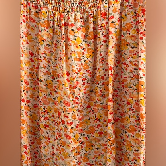 Size small orange red yellow ditzy flower floral print long sleeve blouse - Picture 3 of 6